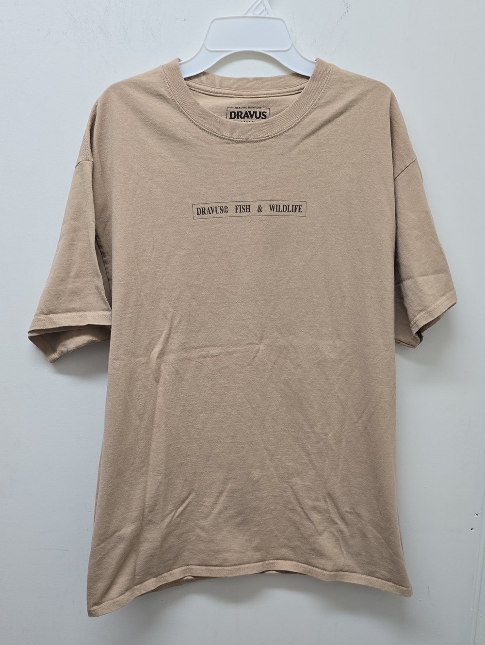 DRAVUS Men's Short Sleeve Tee in Beige - Size L